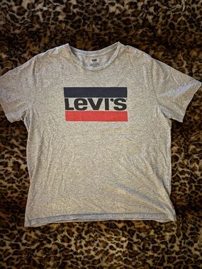 Levi's Gray Tee with Red & Black Logo Bars